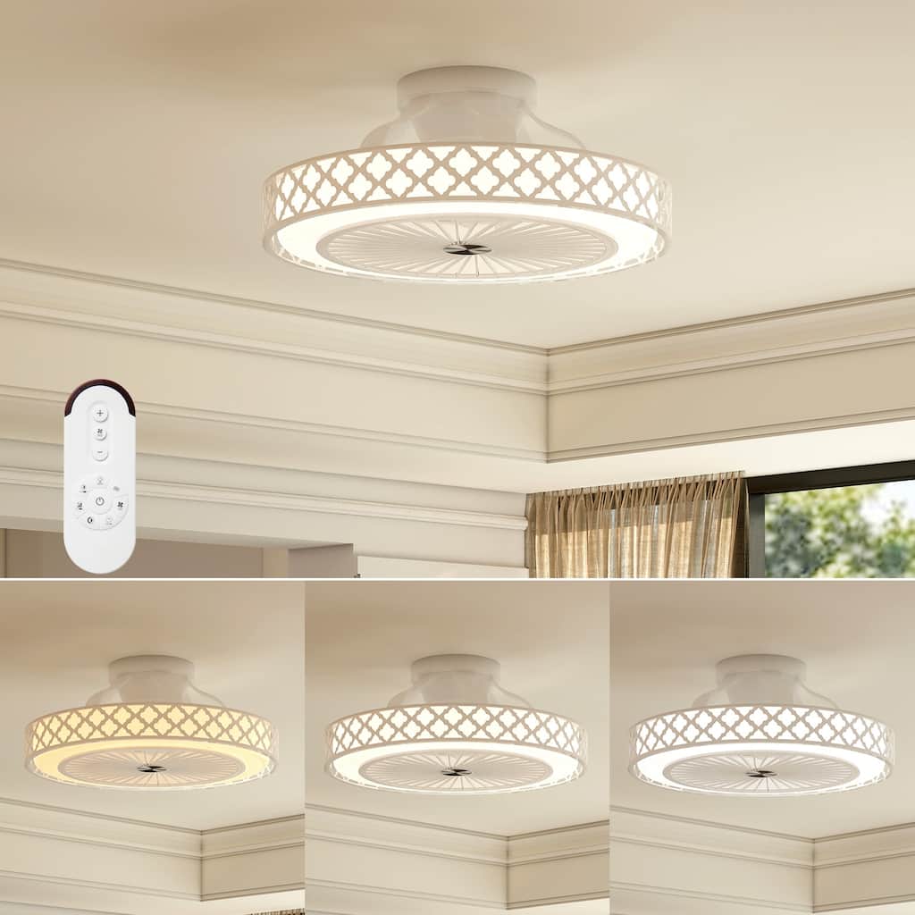 Modern 7-Blade Ceiling Fan with Adjustable LED Light and 6 Speeds Included Remote Control - 19"Dia x 7.5"H
