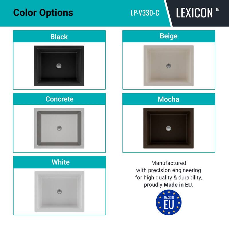 Lexicon Platinum Quartz Composite Rectangle Vanity Sink Galaxy Concrete V330