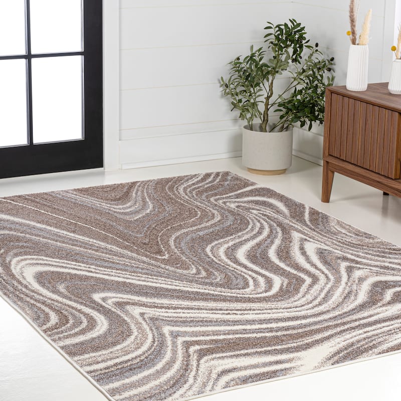 JONATHAN Y Zoe Contemporary Glam Abstract Marble Area Rug