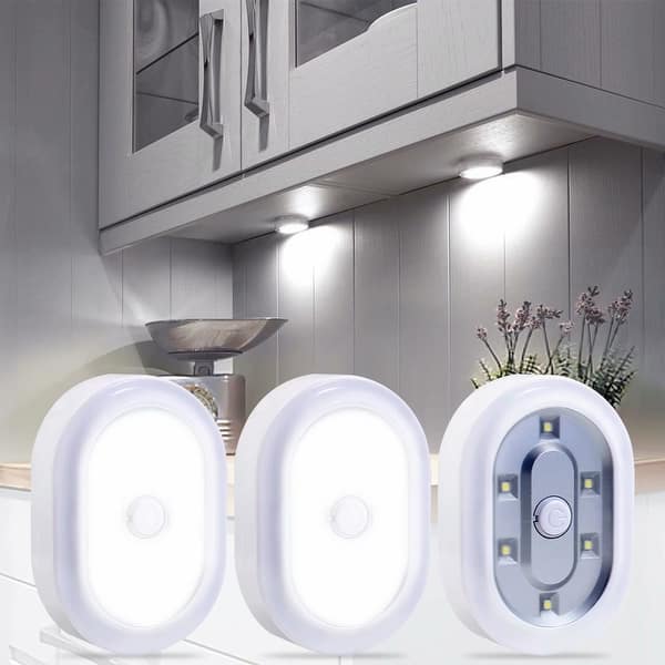 3pcs 6 Led Puck Lights Wireless Remote Control Daylight Overstock 29180016