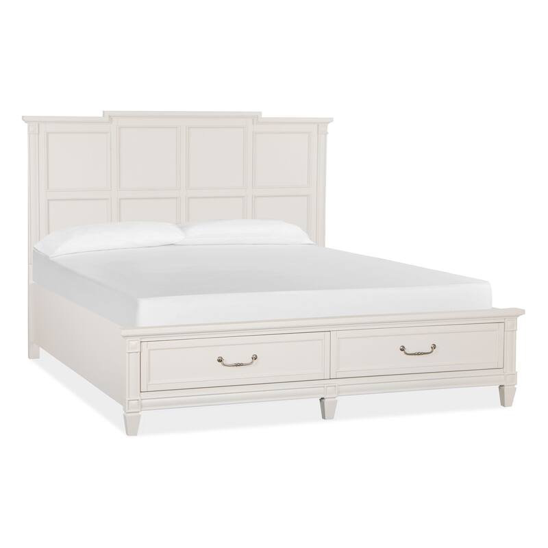 Magnussen Home Willowbrook Egg Shell White With Slight Rub Through Panel Storage Bed - California King