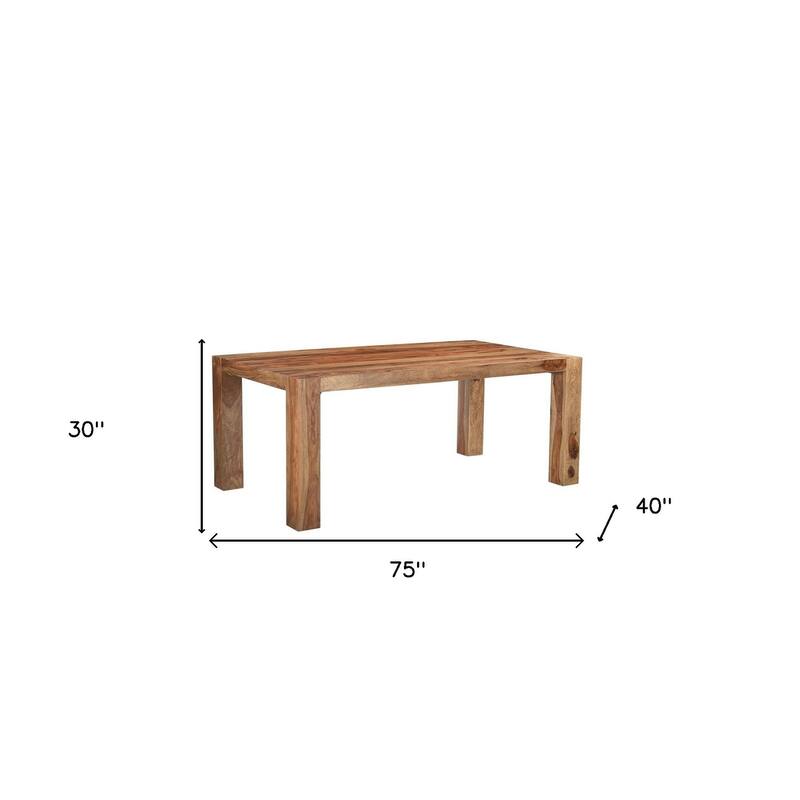 HomeRoots 75" Brown Solid Wood Dining Table - 75.00 in. x 30.00 in. x 40.00 in.