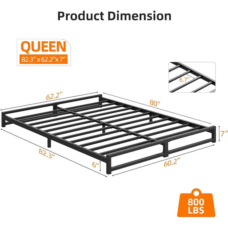 6 Inch King Size Metal Platform Bed Frame