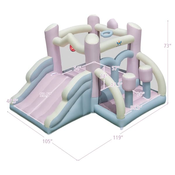 Kids Bounce House with Slide and 2 Boxing Columns Bouncy Castle for Party with 480W Blower - Multi - Multi