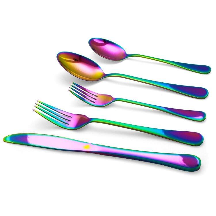 Elyon Luly Mirror Colored Stainless Steel Flatware Set 20, 40, 60 Pieces