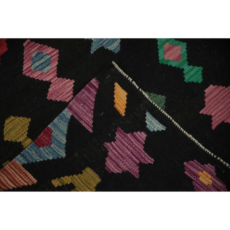 Hand Woven Oriental 100% Wool Carpet Southwestern Tribal Black Kilim Area Rug - 11' 6'' X 8' 2''