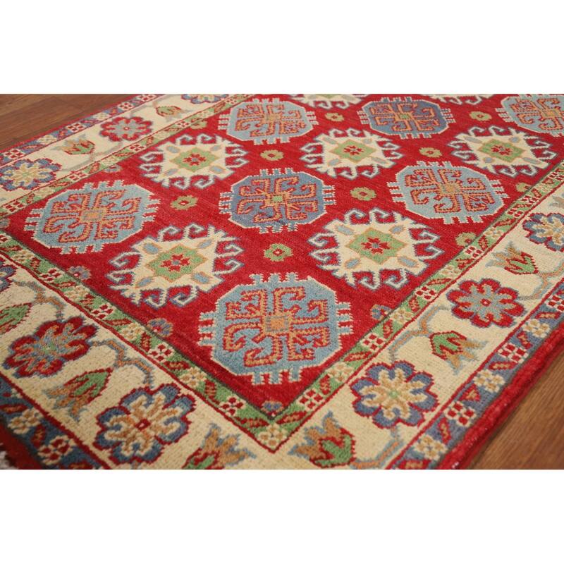 Red Kazak Oriental Accent Rug Handmade Wool Carpet - 2'8"x 3'9"