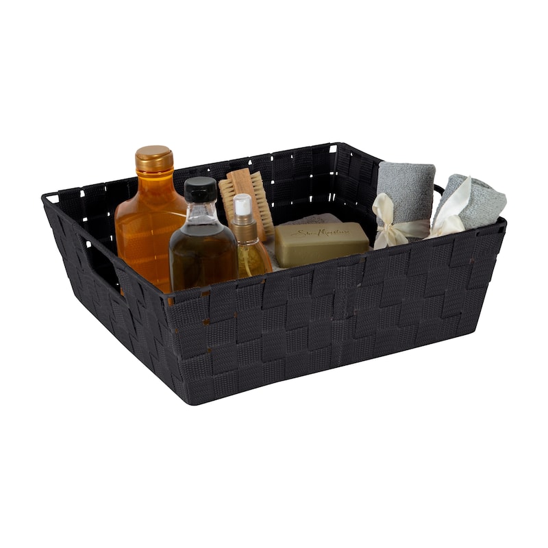Simplify Large Woven Storage Bin in Black - 13"x15"x5"