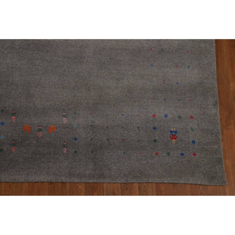 Hand Knotted Oriental 100% Wool Carpet Tribal Tribal Greys & Charcoal Gabbeh Area Rug - 10' 1'' X 8' 1''
