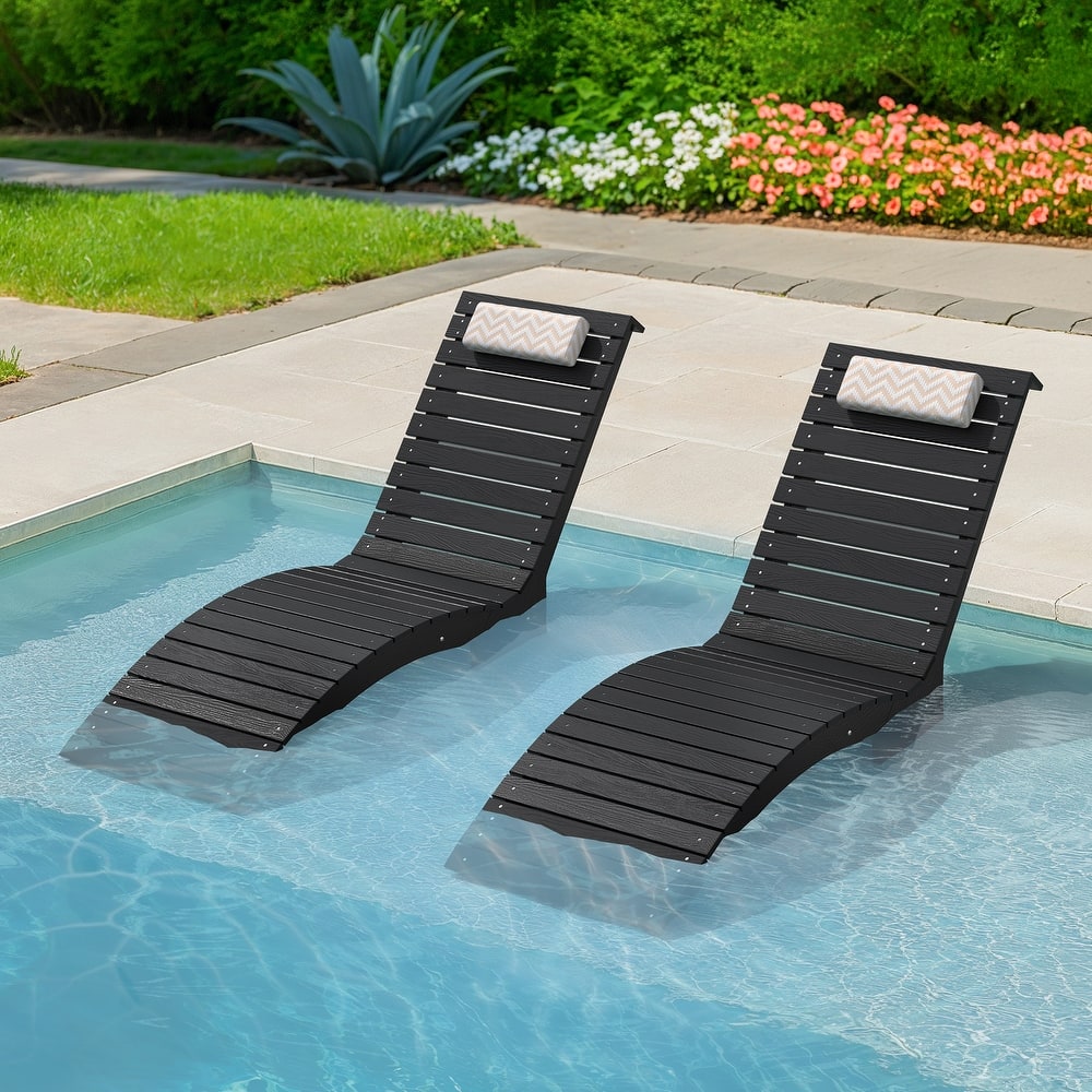 Outdoor Chaise Lounge Chair Set of 2, Patio Lounge Chairs for Outside, HDPE Lounge Chair - 59.8"L x 22"W x 34.8"H