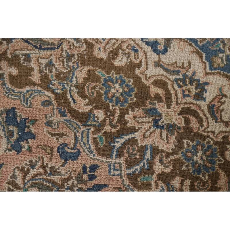 Hand Knotted Oriental 100% Wool Carpet Traditional Floral Coral Mashad Area Rug - 9' 1'' X 6' 1''