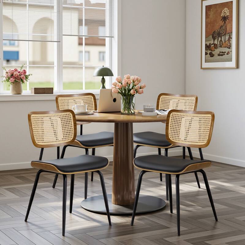 Faux Leather Upholstered Dining Chairs Set of 2/4 - 33.5"H x 19.3"W x 23"D