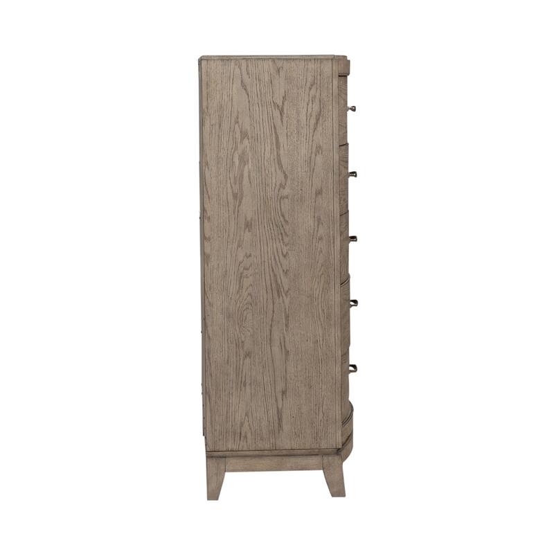 Avalon Burnished Beige Oak King Upholstered Storage Bed Bedroom Set