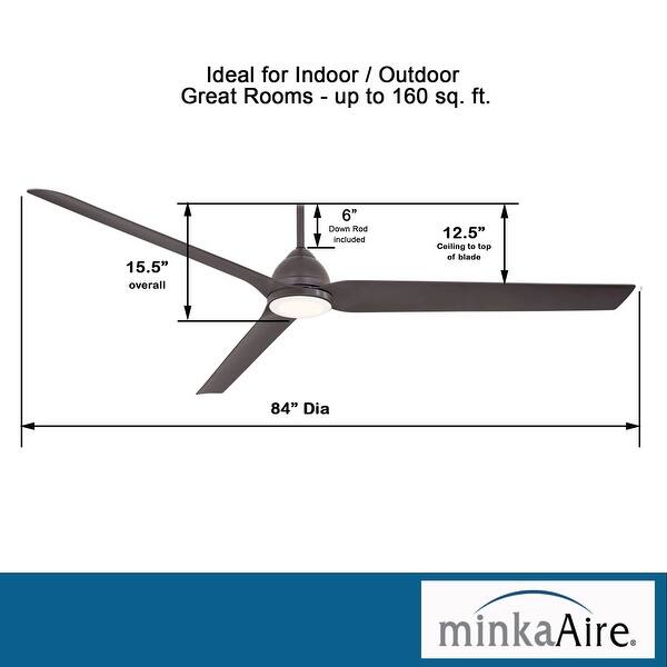 dimension image slide 0 of 3, Minka Aire Java Xtreme 3 Blade 84 Inch LED Ceiling Fan