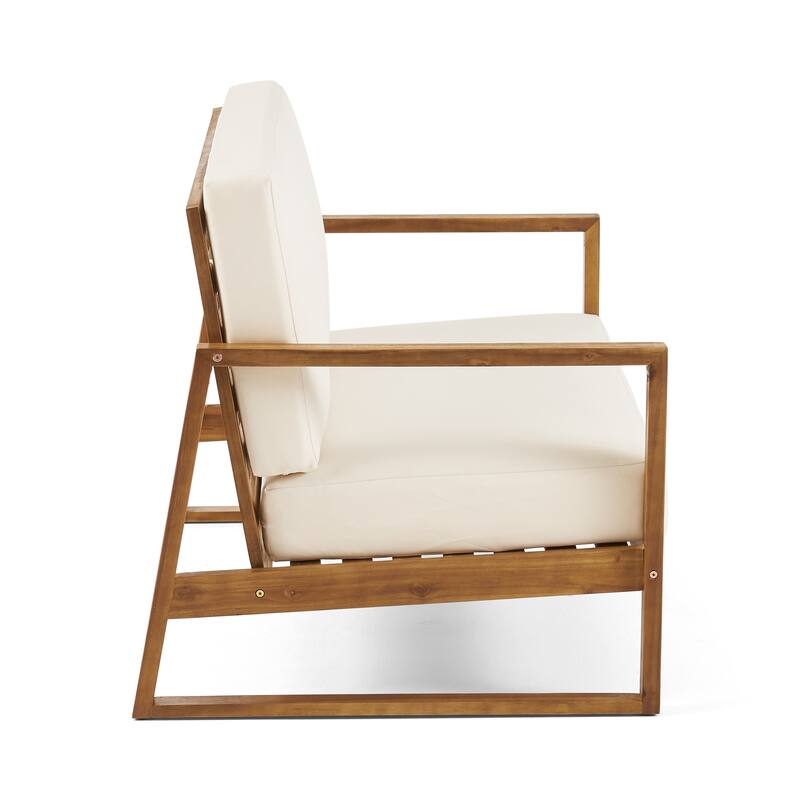 Roomfitters Belgian Outdoor Loveseat and Coffee Table Set, Modern Patio Furniture, Durable Acacia Wood Frame