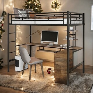 Twin Size Loft Bed With Desk And Shelf Space Saving for Home