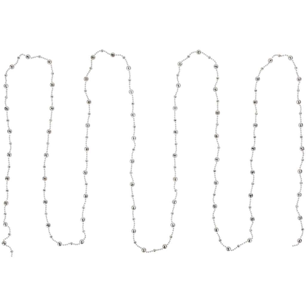 Shiny Mirrored Disco Ball Beaded Christmas Garland - 15' x .5" - Silver - Unlit