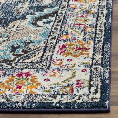 Contemporary Area Rug - 5'1" x 7'7" - Navy Blue Boho Chic Rug - Non-Shedding Living Room Rug - 91 x 61