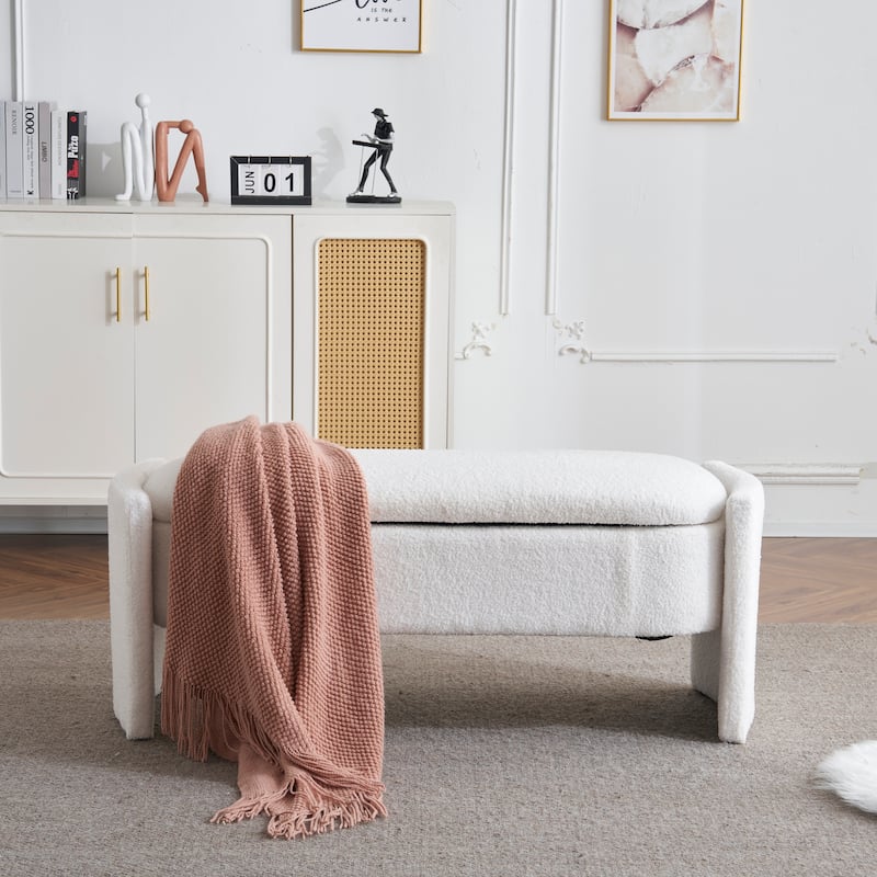 Christopher Knight Home - Evelyn Long Bouclé Storage Ottoman Bench