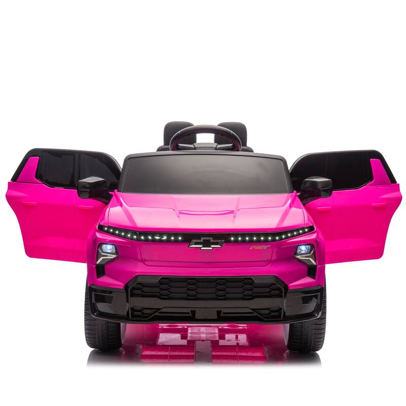 24V Licensed Chevrolet Silverado EV Ride-On Car for Kids with Slow Start, LED Lights, Bluetooth, USB, MP3, and Remote Control