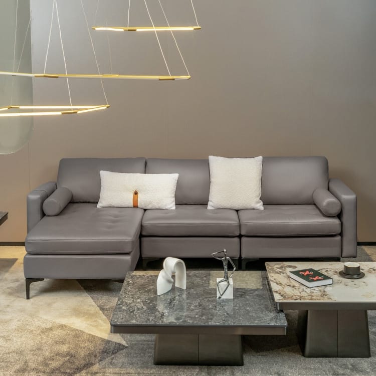 Modular L-shaped 3-Seat Sectional Sofa with Reversible Chaise and 2 USB Ports - 97" x 51" x 31.5" (L x W x H)