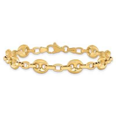 Curata 14k Gold Polished Fancy Link Bracelet 7.75 Inch