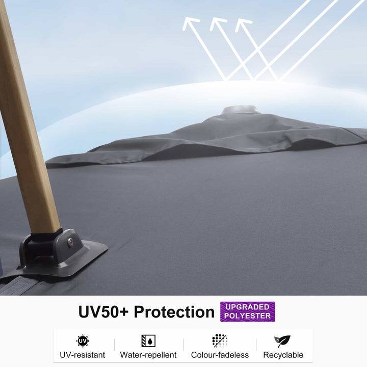 PURPLE LEAF 12ft Wood Grain Premium Patio Cantilever Umbrella