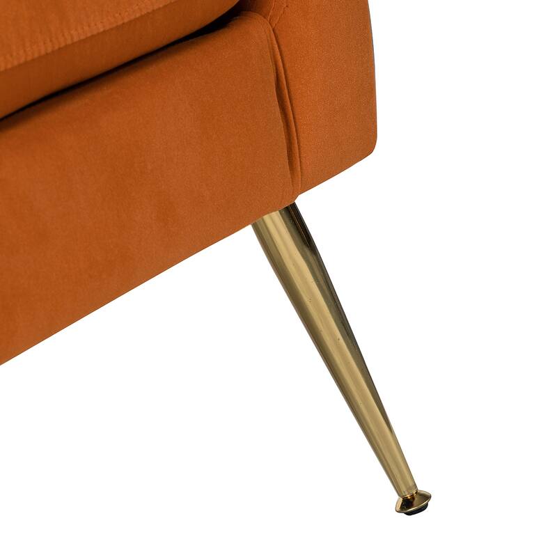 Lilia Contemporary Velvet Upholstered Tufted Back Armchair with Metal Golden legs Set of 2 by HULALA HOME