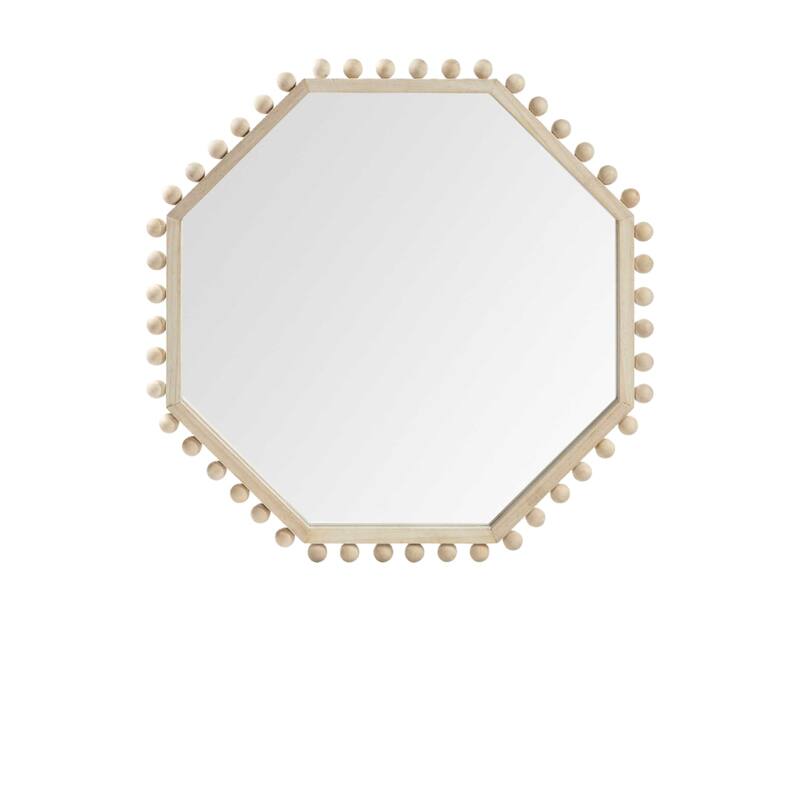 HomeRoots 32" Octagon Natural Wood Frame Wall Mirror