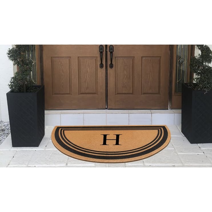 A1HC Natural Coir Flock Beige 30 in x 60 in Coir & PVC Durable Door Mat for Outdoor Entrance Monogrammed Doormat