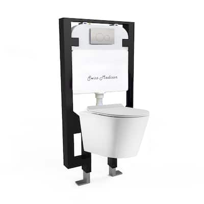 Calice Wall-Hung Round Toilet Bundle, Glossy White