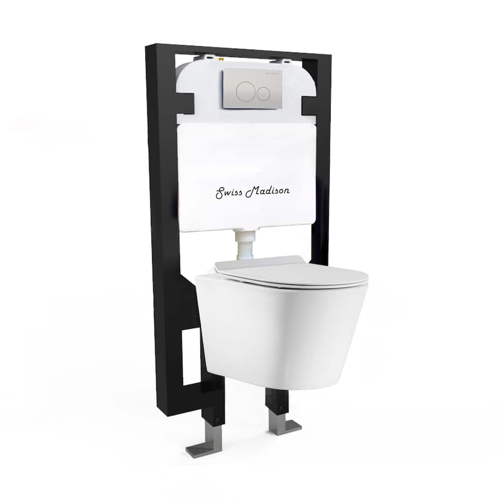 Calice Wall-Hung Round Toilet Bundle, Glossy White