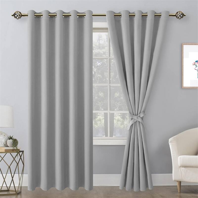 Silver Grey Blackout 60x84" Tiebacks