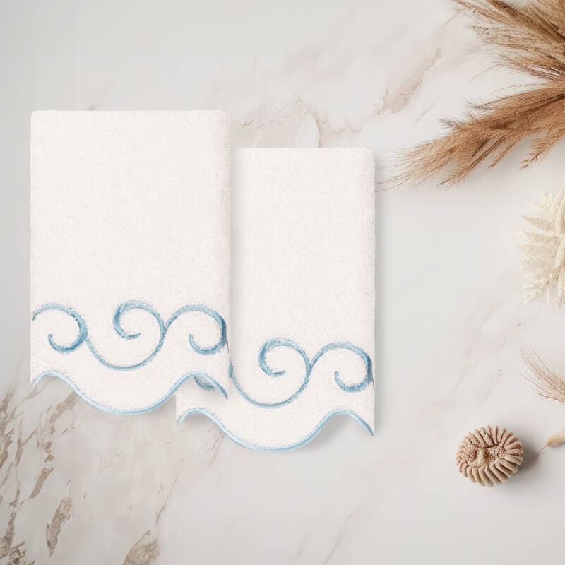 Authentic Hotel and Spa 100% Turkish Cotton SIMPLICITY Scallop Embellished Towel Collection
