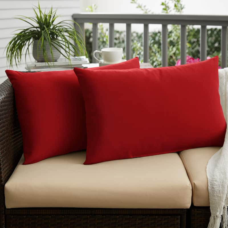 Sunbrella Canvas Jockey Red Indoor/Outdoor Knife Edge Pillow (Set of 2) - 16 in L x 26 in W