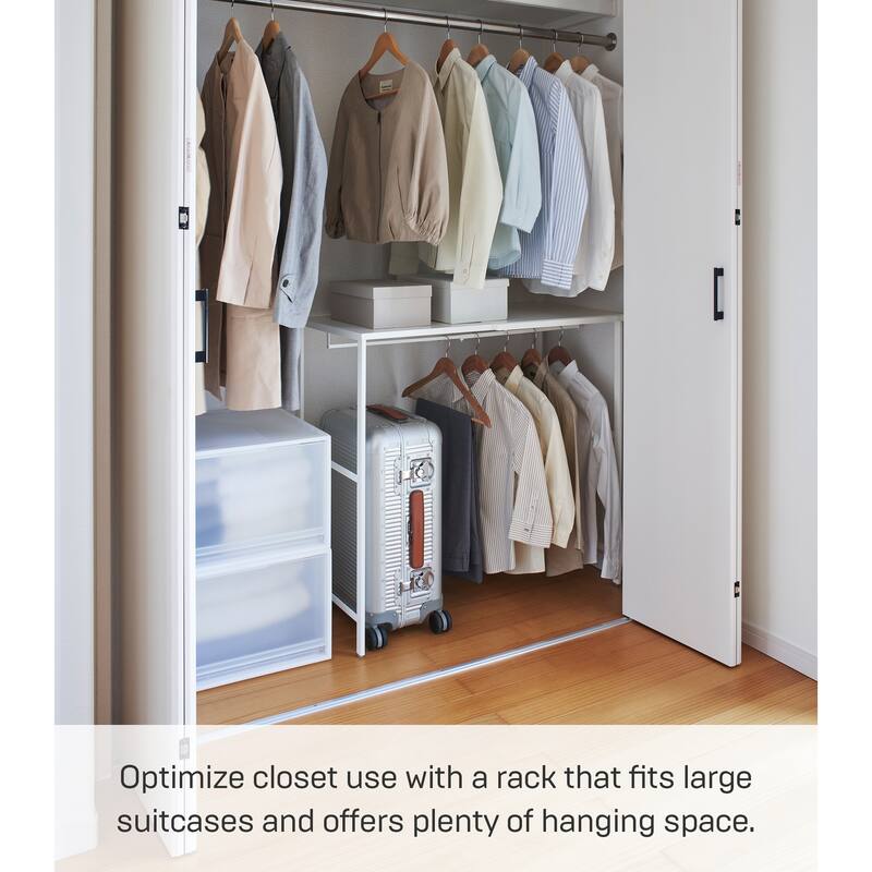 Yamazaki Home Expandable Suitcase Rack, Steel, Expandable - L 18.9 x W 36.22 x H 33.46 inches