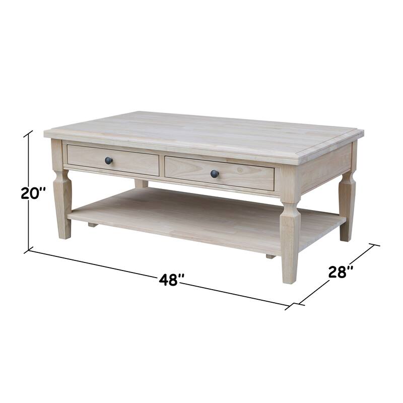 Vista Solid Wood Coffee Table - 48"W x 28"D x 20"H