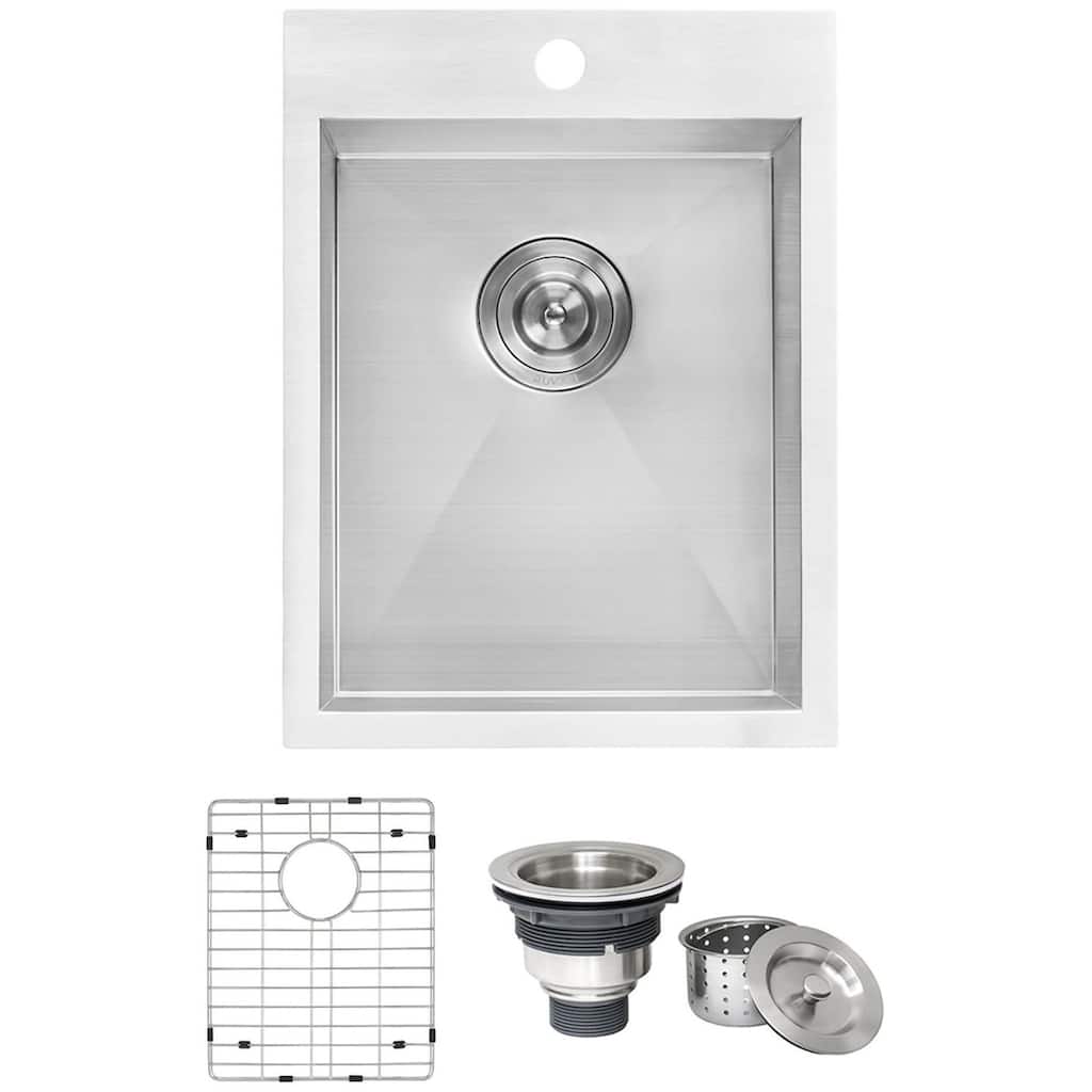 Ruvati Tirana 15" Drop In Single Basin 16 Gauge Stainless Steel Bar