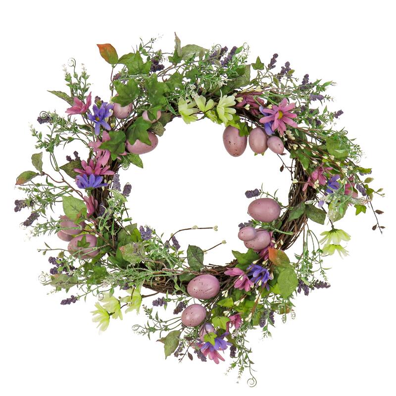 National Tree Company 22 in. Flowering Pink Eggs Easter Wreath