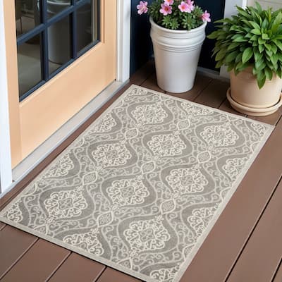 Tave Abstract Shapes Weather Resistant Classic Elegance Outdoor Rug