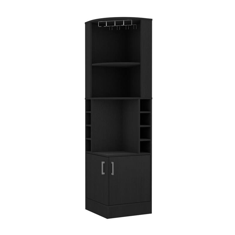 Bar Cabinet Papprika, 8 Wine Cubbies, Double Door, Dark Brown Finish,High quality and durable