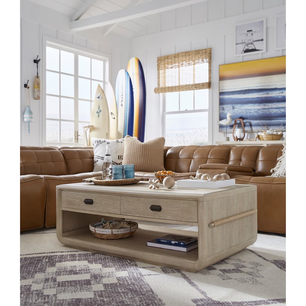 Salt Life Home Sunset Cove Sanibel Brown Rectangular Cocktail Table with Casters - 50''W x 30''D x 18''H