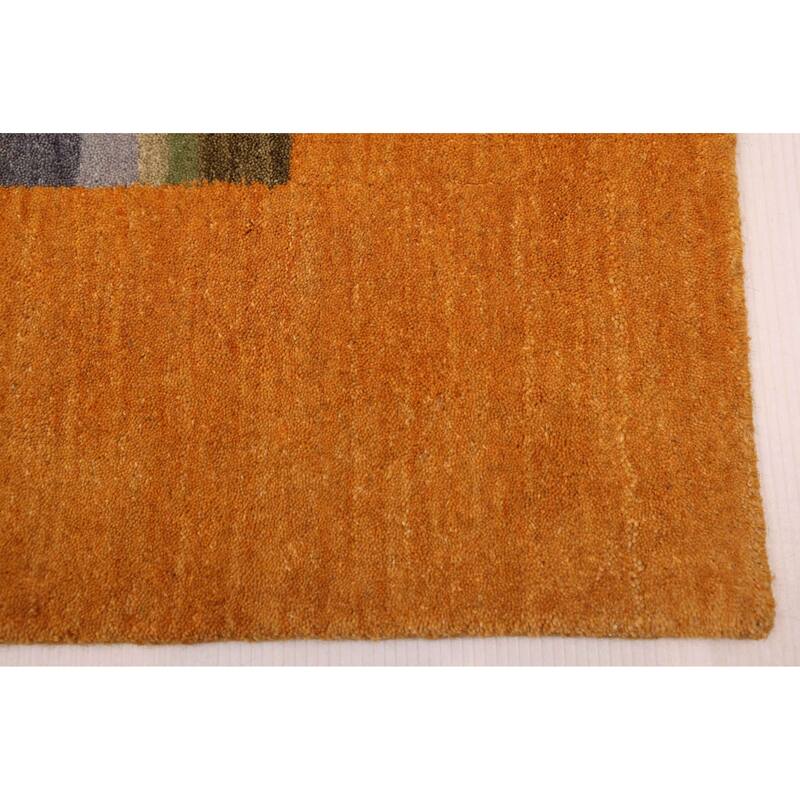 ECARPETGALLERY Hand Loomed Kashkuli Gabbeh Dark Gold Wool Rug - 5'7 x 7'7