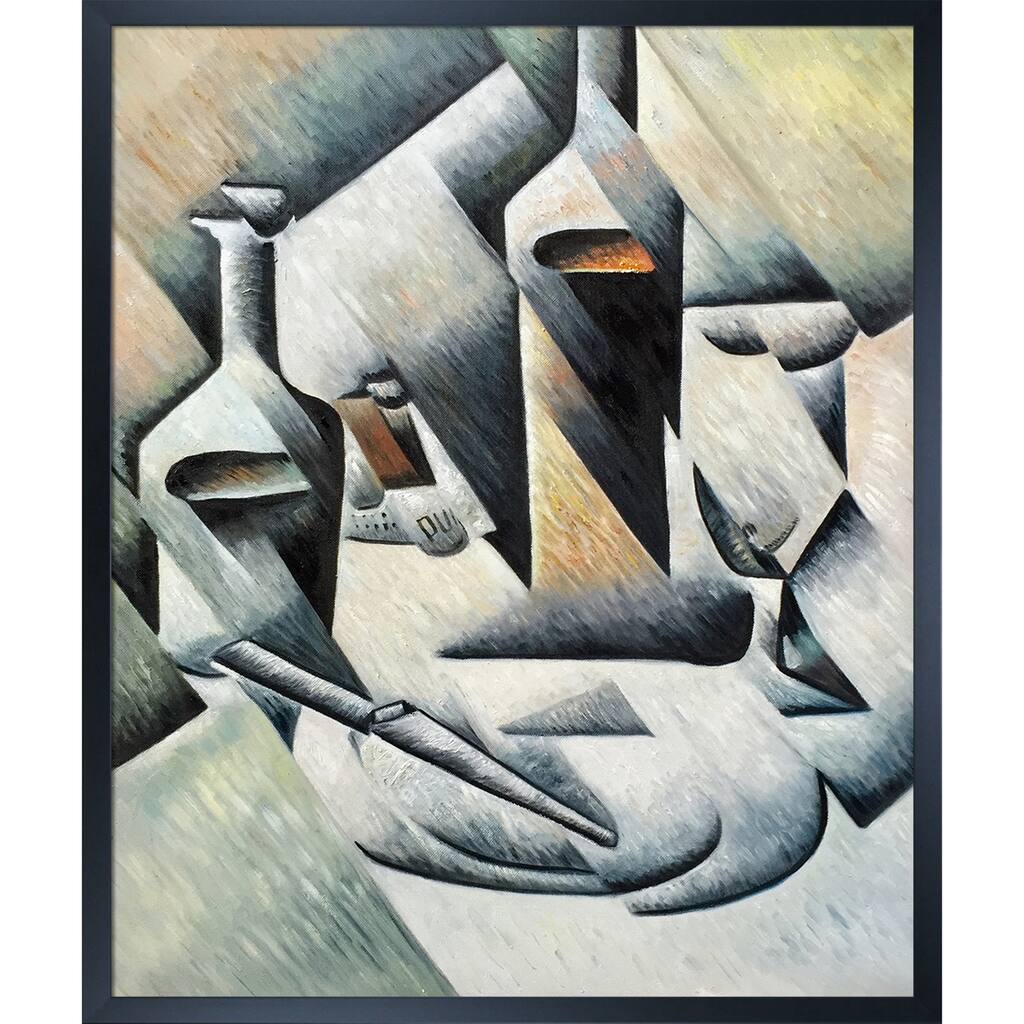 Knife and Bottles Art by Juan Gris