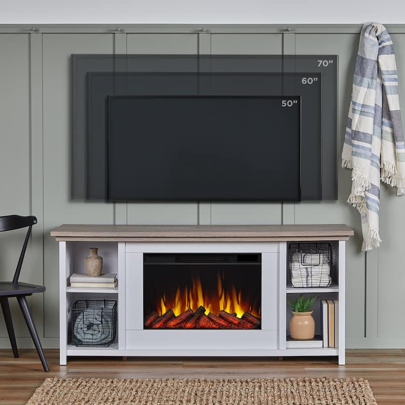 Tramore 62" Slim Electric Fireplace TV Stand in White by Real Flame