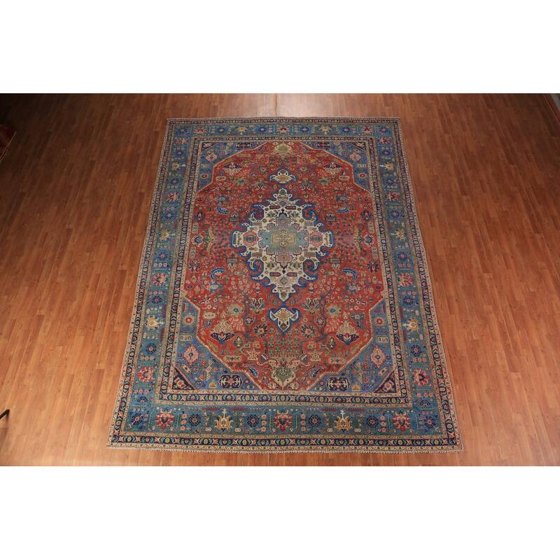 Orange Tabriz Persian Area Rug Handmade Wool Carpet - 9'3"x 12'10"
