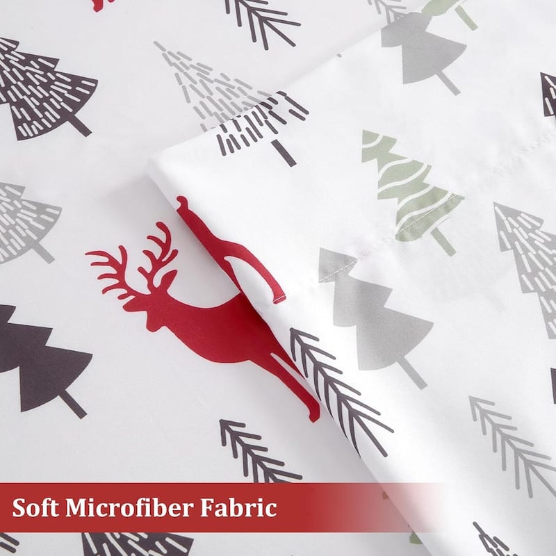 Christmas Soft Brushed Microfiber Holiday Bed Sheets Set