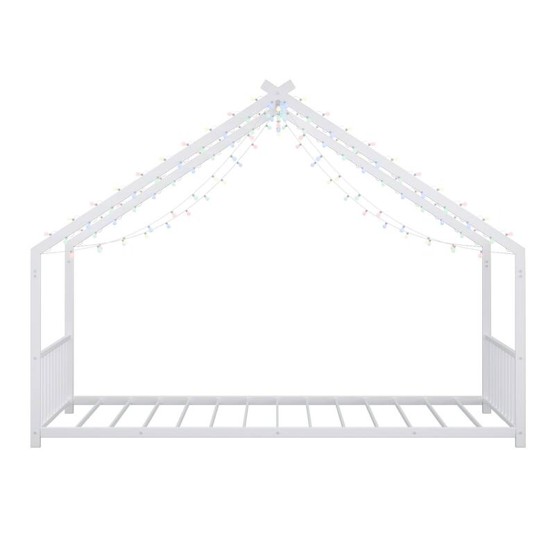 Twin size Iron Canopy Bed with LED Light Strips and 350 lbs Weight Capacity