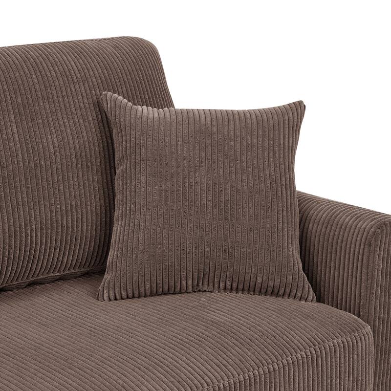 Mid-Century Corduroy 2-Seater Sofa in Brown