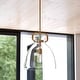 preview thumbnail 1 of 8, Madrona 1 Light Contemporary Pendant Light Clear Glass Muted Brass - 14-in W x 23-in H x 14-in D